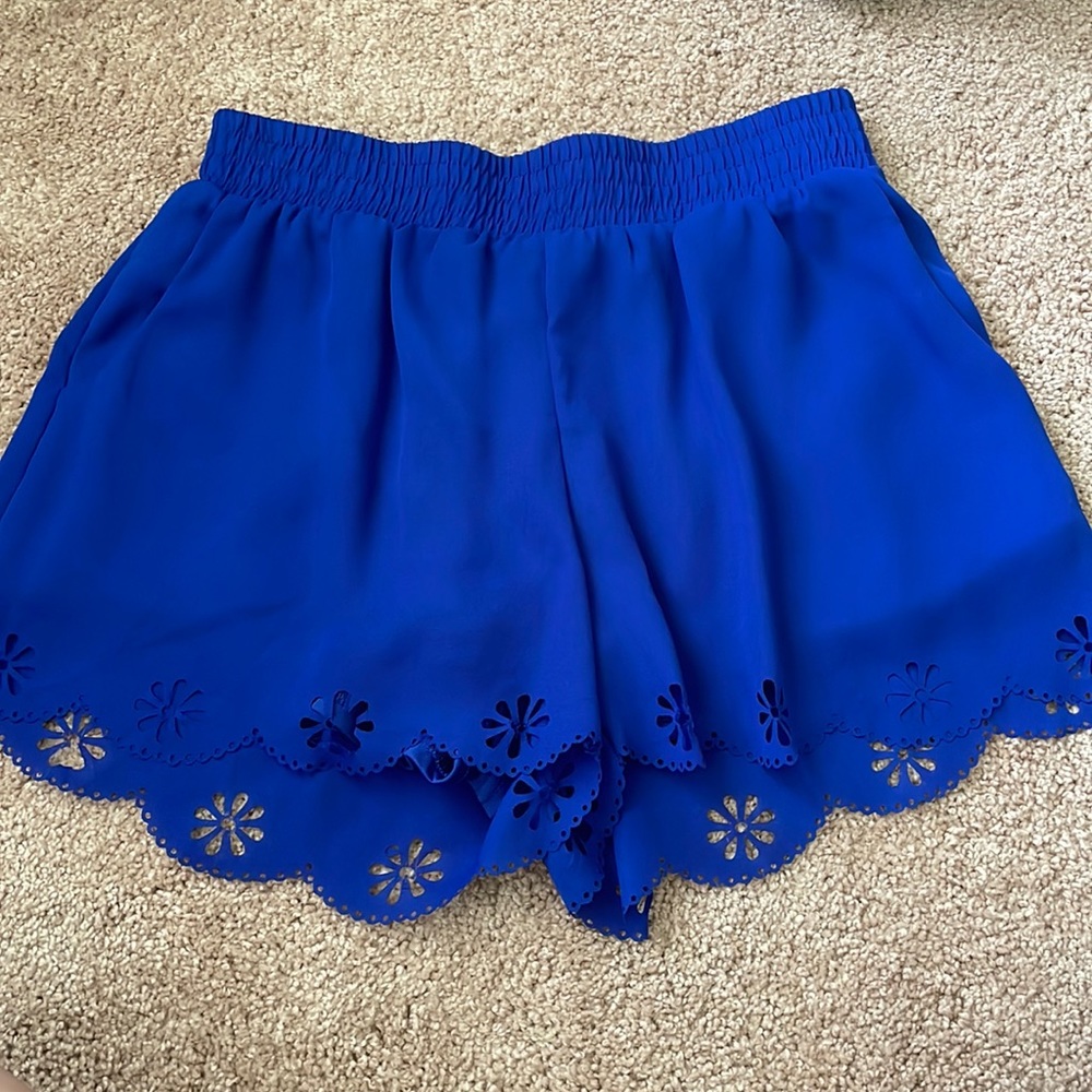 Blue Shorts with Flower Trim